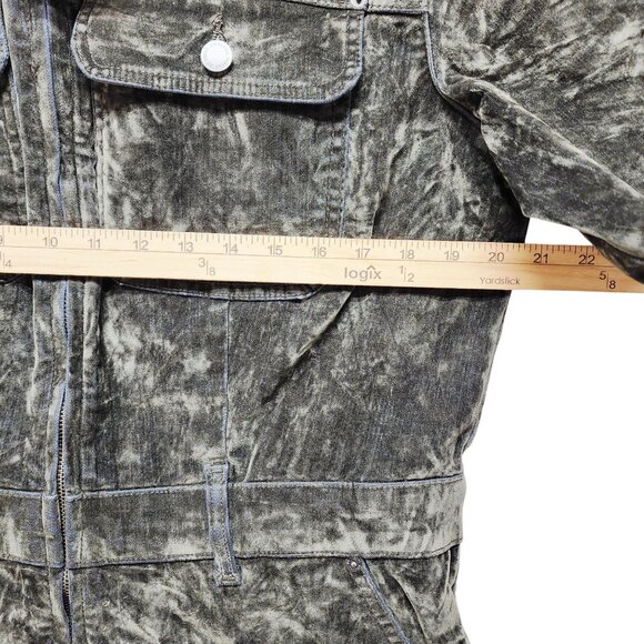 Utility-Style Velvet Jumpsuit Overalls Size 14 Short Sleeve Zipper Front Green - Picture 7 of 8